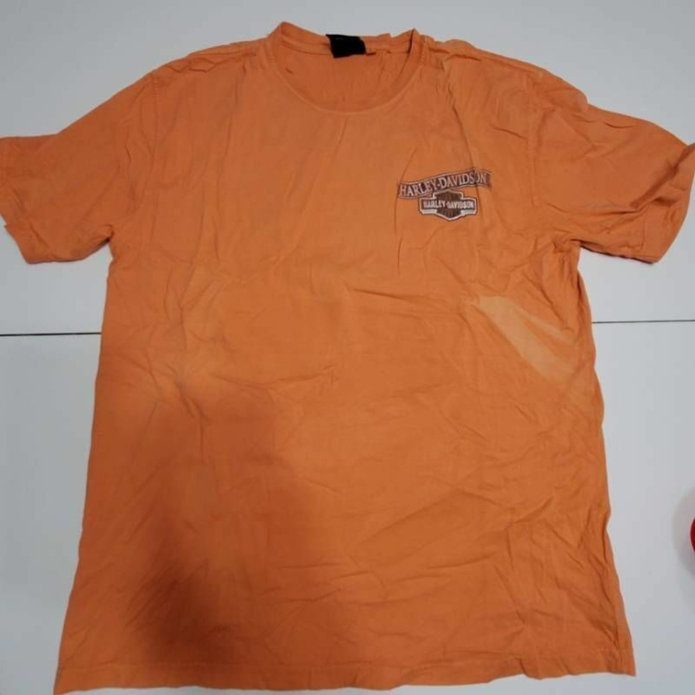 Harley Davidson Mens Graphic T-Shirt Orange White Crew Neck ST. Thomas US L